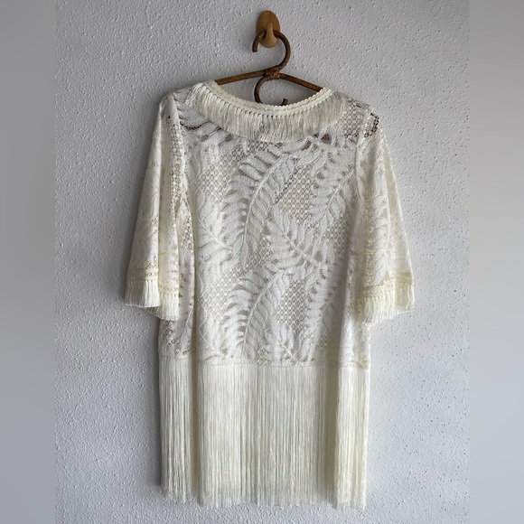 Alexis Fringe and Lace White Top - Picture 4 of 5